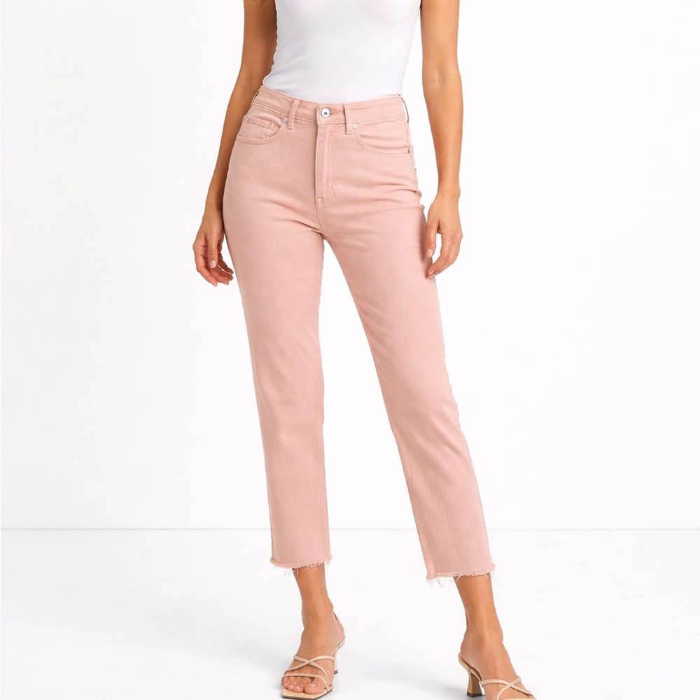 NEW J. Jill Denim High Rise Straight Crop Jeans Women’s 4 Light Peach Raw Hem